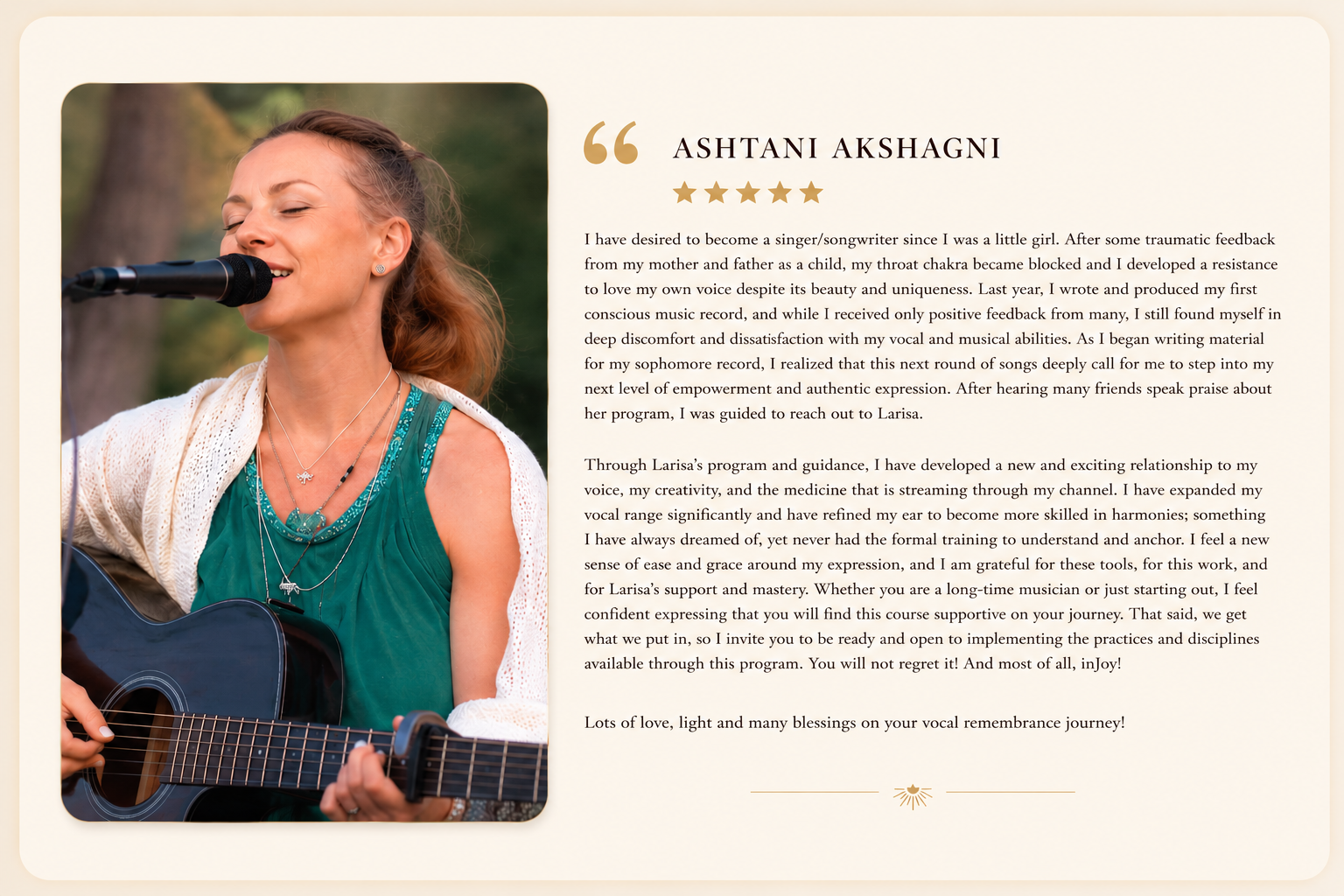 Testimonial from Ashtani Akshagni