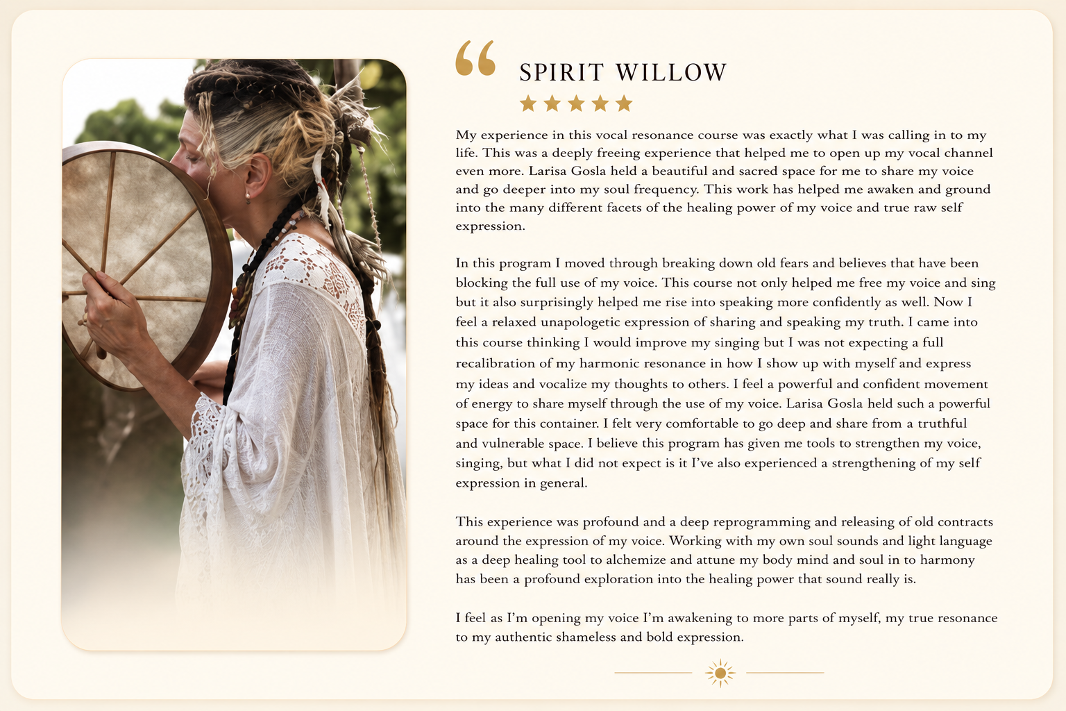 Testimonial from Spirit Willow